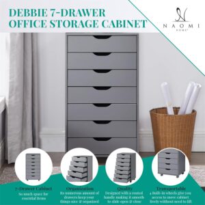 Naomi Home 7-Drawer Unit Craft Storage Cabinet Makeup Organization and Storage Drawers White