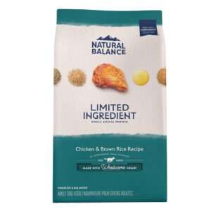 natural balance limited ingredient adult dry dog food with healthy grains, chicken & brown rice recipe, 24 pound (pack of 1)