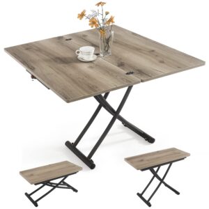 MYSELFLY Dinning Table Folding Metal Lift Bracket, Space Saver, Multi-Functional Transforming Dinner Coffee Table in Room Home Wood Desktop 40x35 Silver