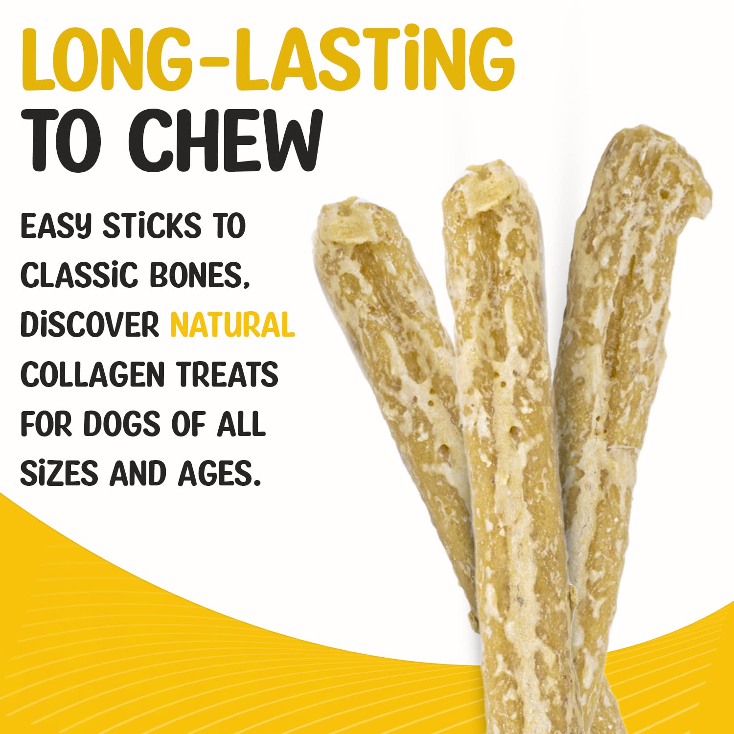 Raw Dog 7" Easy Chew Collagen Stick – 100% All Natural Corium Collagen, All Natural Dog Treats & Dental Chews, Non-GMO Grass Fed Beef, Odor Free