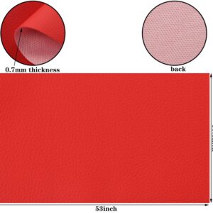 Picheng Lychee Texture Solid Color Faux Leather Sheets13.8 X53(35cmX135cm),Soft Faux Leather Roll Very Suitable for Making Crafts,Leather Earrings, Bows,Sewing DIY Projects (Red)