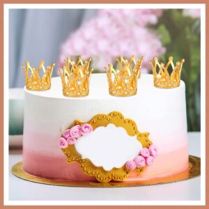 24 Pcs Crown Cake Topper Mini Baby Crown Tiny Queen Crown Small Princess Headpiece Cake Decoration for Women Lady Girl Bridal Wedding Royal Themed Baby Shower Decor Birthday Party (Gold)