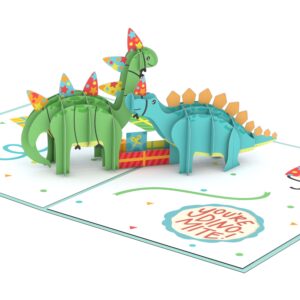 lovepop happy birthday pop-up card for her and him - 3d happy birthday greeting cards for boys, girls, men, women - you're dinomite - 5" x 7" dinosaur card - blank note card & envelope included