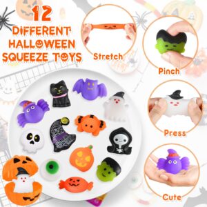 48 Halloween Toys Pack with Pumpkin Box, Halloween Party Favors Gifts for Kids, Halloween Goodie Bag Stuffers with Bubble Push it Keychain, Halloween Prizes Treats Non Candy School Classroom Favors