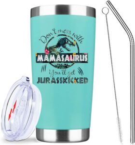 athand mamasaurus cup,tumbler,mama water bottle,gifts for mom from daughter son husband- 20 oz insulated tumbler cups with lid straw - mom birthday gifts,gifts for best mom ever from daughter son