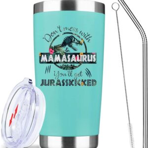 ATHAND Mamasaurus Cup,Tumbler,Mama Water Bottle,Gifts for Mom from Daughter Son Husband- 20 OZ Insulated Tumbler Cups with Lid Straw - Mom Birthday Gifts,Gifts for Best Mom Ever from Daughter Son