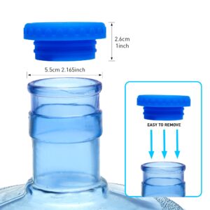 Water Jug Caps 5 Gallon Reusable Silicone - Strong Sealing no Spill Top Lid Cover 55mm Bottles for Outdoor & Kitchen - Pack by 4