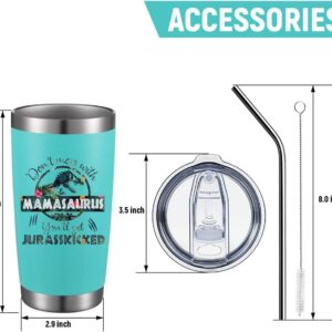 ATHAND Mamasaurus Cup,Tumbler,Mama Water Bottle,Gifts for Mom from Daughter Son Husband- 20 OZ Insulated Tumbler Cups with Lid Straw - Mom Birthday Gifts,Gifts for Best Mom Ever from Daughter Son