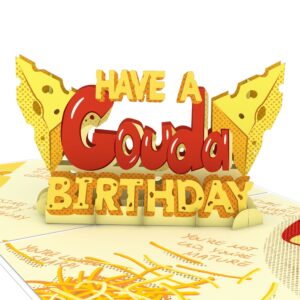 lovepop gouda birthday pop-up card – funny birthday card – handcrafted 3d pop-up greeting card – birthday card for husband, 5 x 7”