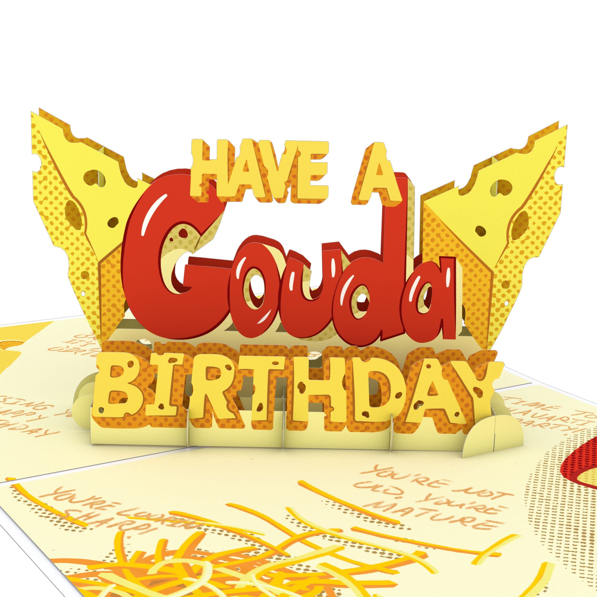 Lovepop Gouda Birthday Pop-Up Card – Funny Birthday Card – Handcrafted 3D Pop-Up Greeting Card – Birthday Card for Husband, 5 x 7”