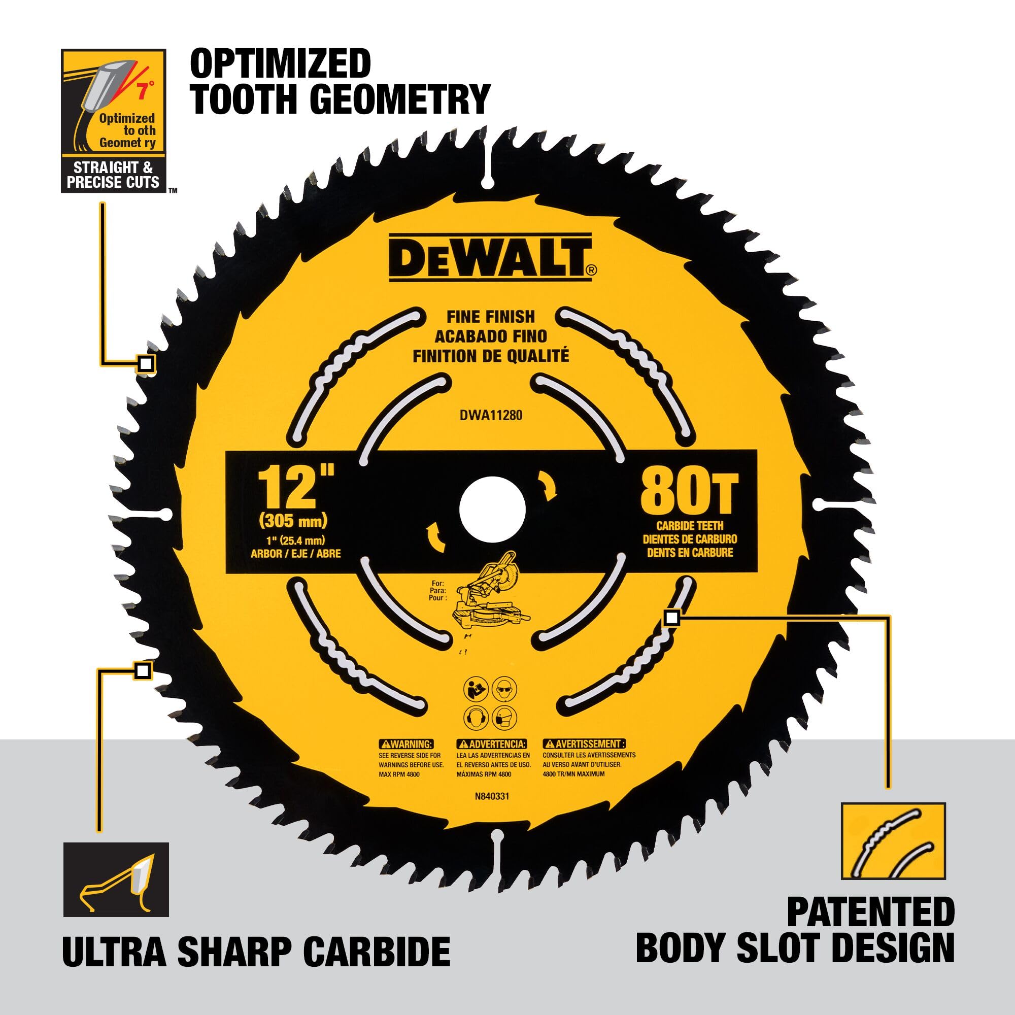 DEWALT 12 in. 80T Fine Finish Saw Blade (DWA11280)