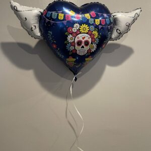 Halloween Day of the Dead Día de los Muertos Heavenly Balloons heart shaped with angel wings (Dark Blue)