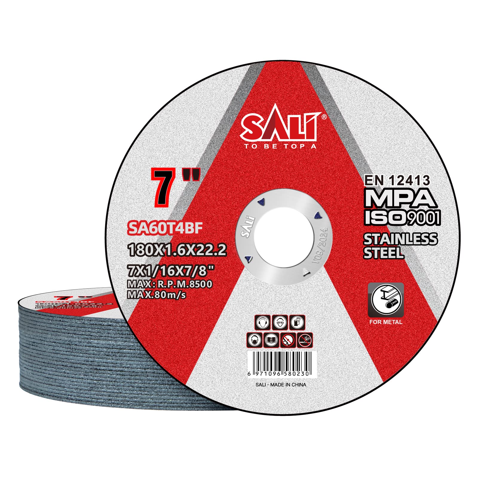 SALI 25 Pack Cut Off Wheels 7 Inch General Purpose Metal Cutting Wheel for 7" Grinders- Cutting Disc Aggressive Cutting 7" x 1/16" x 7/8" Operating Up to RPM 8500 and 80 M/S