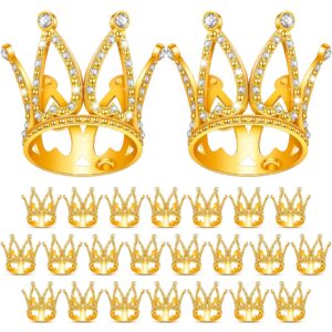 24 pcs crown cake topper mini baby crown tiny queen crown small princess headpiece cake decoration for women lady girl bridal wedding royal themed baby shower decor birthday party (gold)