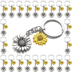 phaeton 20pcs sunflower keychain sunflower key ring flower keychain for birthday summer party wedding school reward sunflower party favor bridesmaids gift