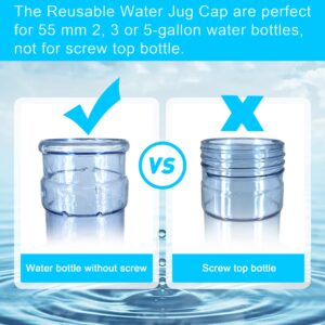 Water Jug Caps 5 Gallon Reusable Silicone - Strong Sealing no Spill Top Lid Cover 55mm Bottles for Outdoor & Kitchen - Pack by 4