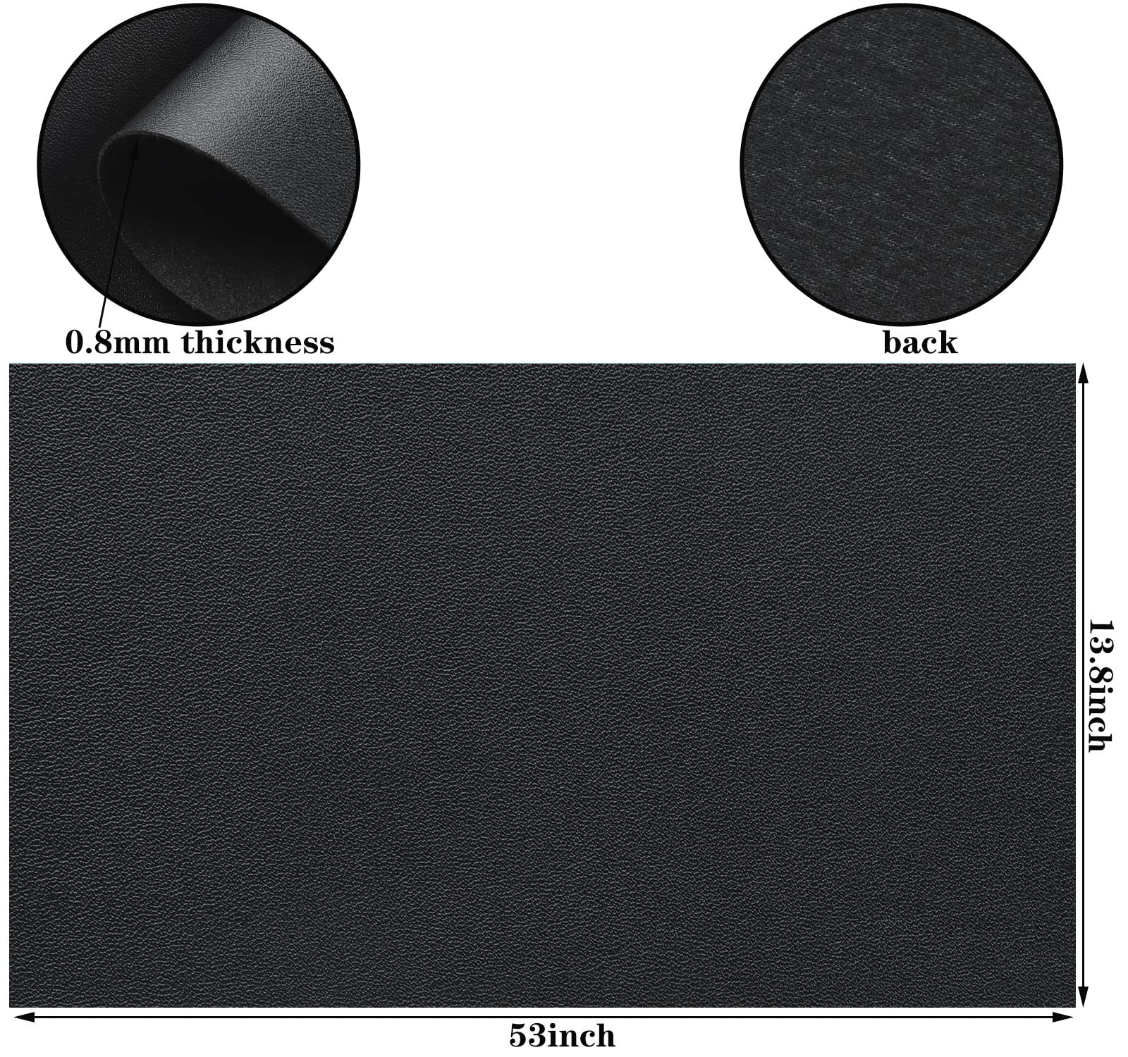 Picheng Smooth Solid Color Faux Leather Sheets 13.8"X53"(35cmX135cm),Soft Faux Leather Roll Very Suitable for Making Crafts,Leather Earrings, Bows,Sewing DIY Projects (Black)