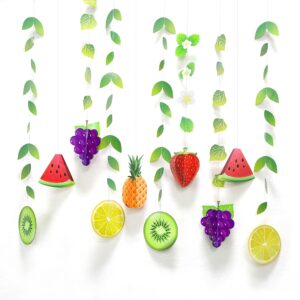 Cheerland Fruit Party Decoration Jungle Theme Backdrop Tropical Garland for Twotti Fruity Birthday Baby Shower Festival Summer Classroom Decor Party Supplies - Pack of 12