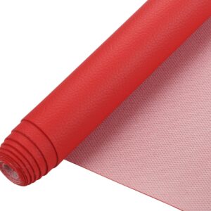 Picheng Lychee Texture Solid Color Faux Leather Sheets13.8 X53(35cmX135cm),Soft Faux Leather Roll Very Suitable for Making Crafts,Leather Earrings, Bows,Sewing DIY Projects (Red)