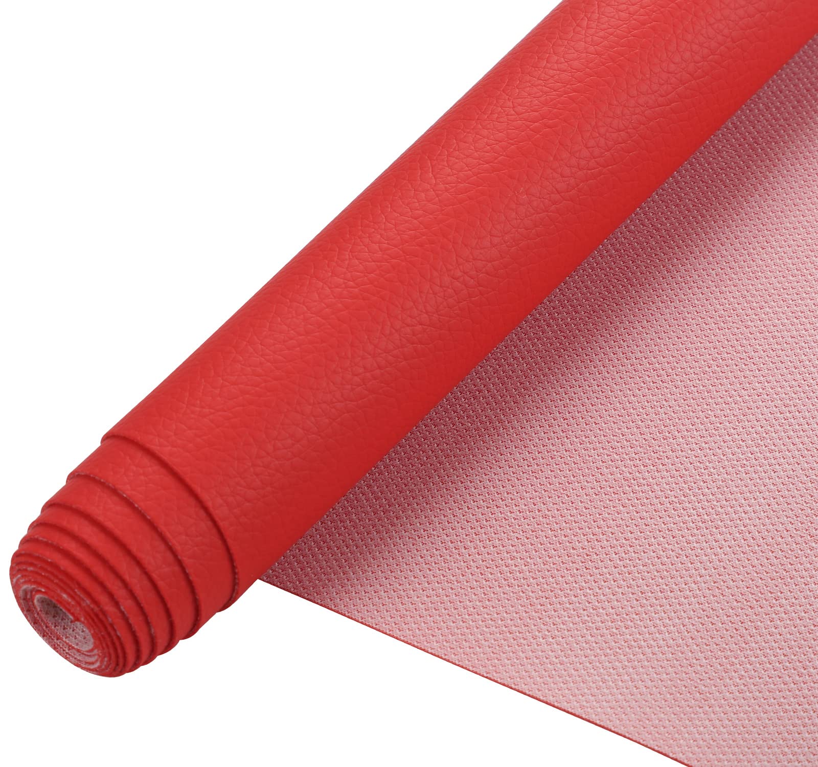 Picheng Lychee Texture Solid Color Faux Leather Sheets13.8 X53(35cmX135cm),Soft Faux Leather Roll Very Suitable for Making Crafts,Leather Earrings, Bows,Sewing DIY Projects (Red)