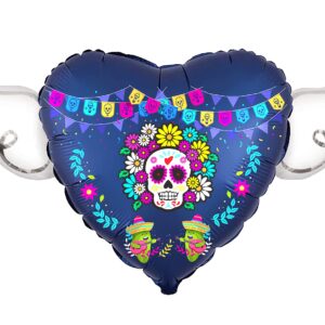 Halloween Day of the Dead Día de los Muertos Heavenly Balloons heart shaped with angel wings (Dark Blue)