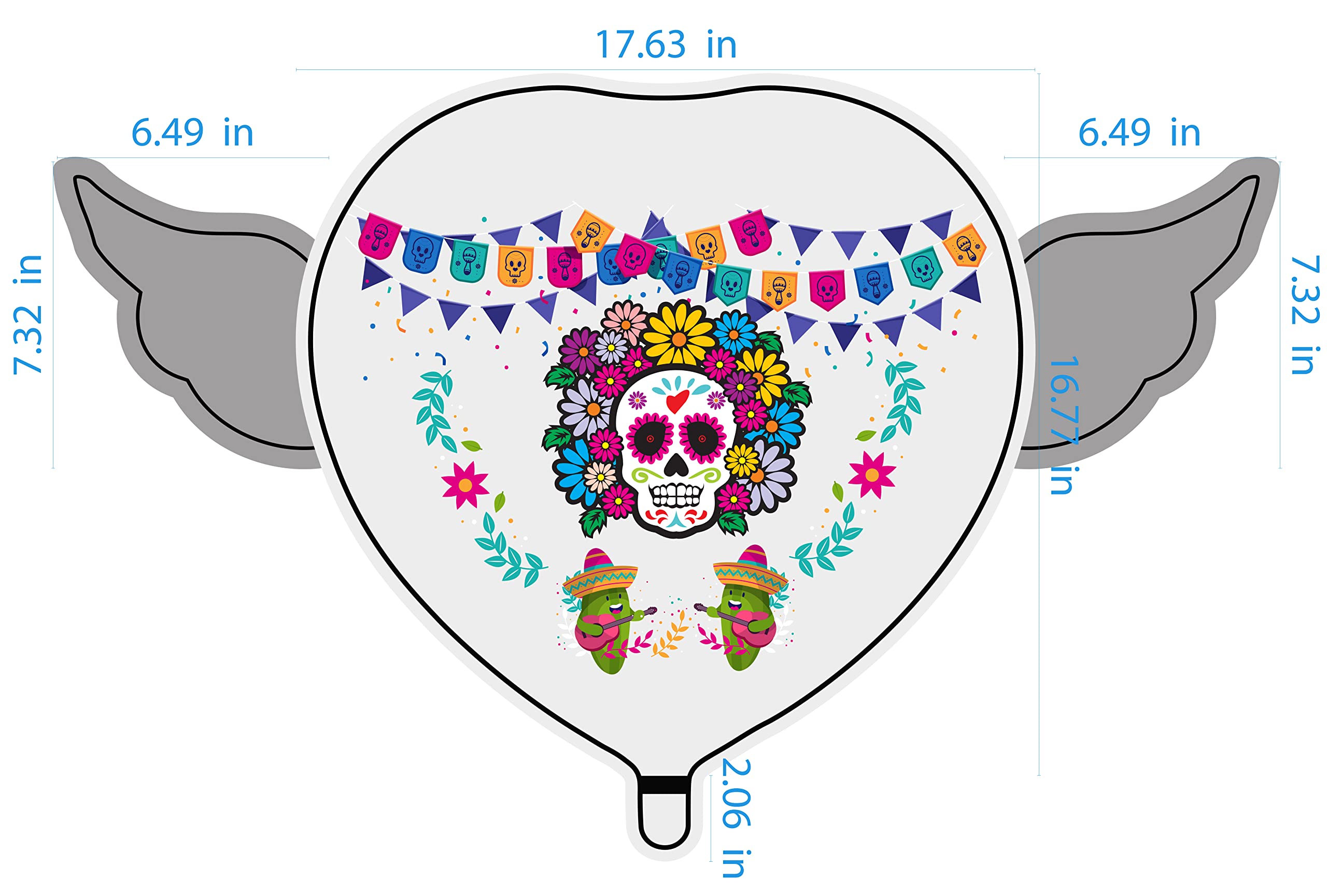 Halloween Day of the Dead Día de los Muertos Heavenly Balloons heart shaped with angel wings (Dark Blue)