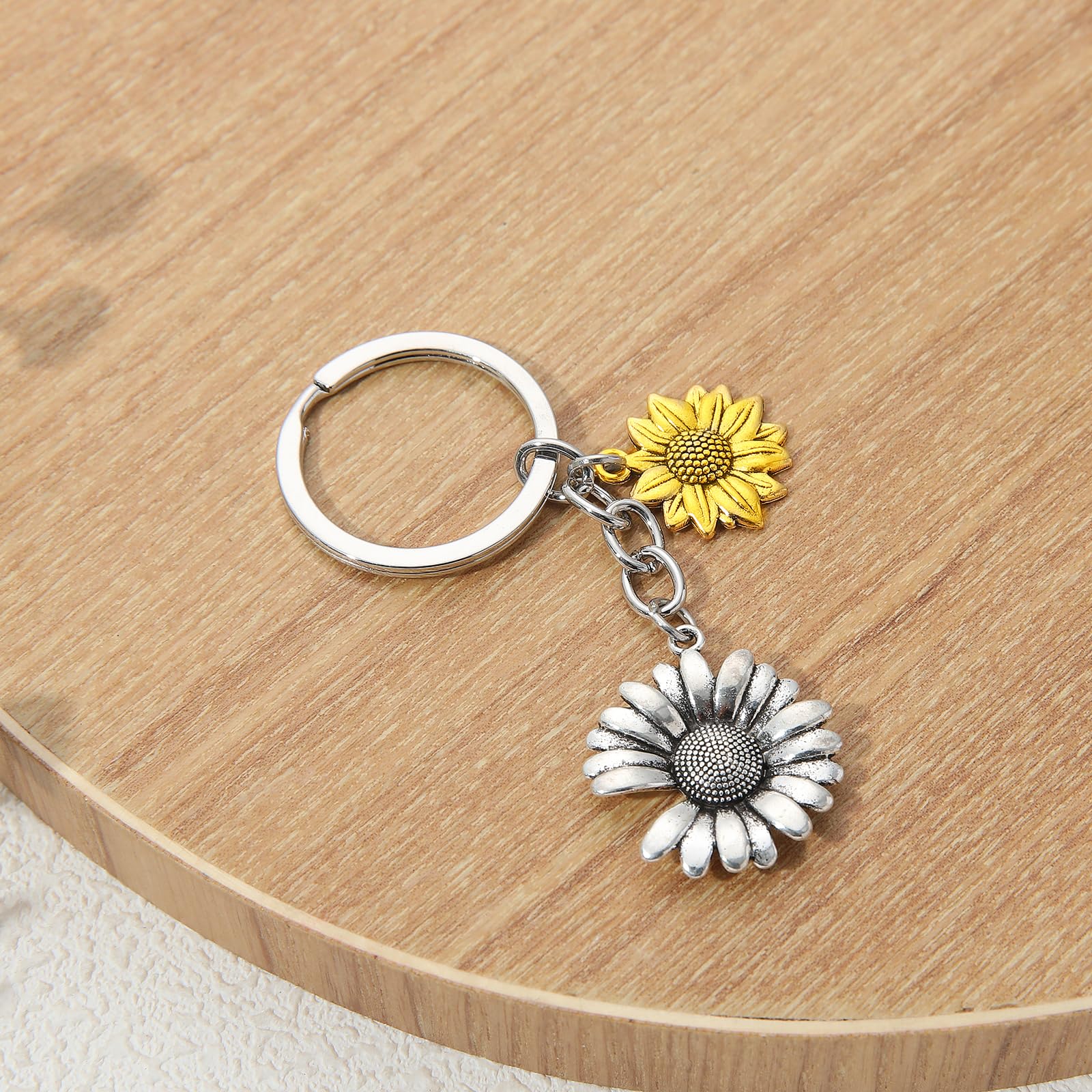 PHAETON 20PCS Sunflower Keychain Sunflower Key Ring Flower Keychain For Birthday Summer Party Wedding School Reward Sunflower Party Favor Bridesmaids Gift