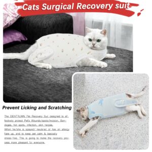 DENTRUN Cat Surgery Anti-Licking Spay Recovery Suit, Cat Small Dog Cone E-Collar Alternative Recovery Shirt After Surgery for Male Female Abdominal Wounds Bandages, Pet Surgical Recovery Snuggly Suit