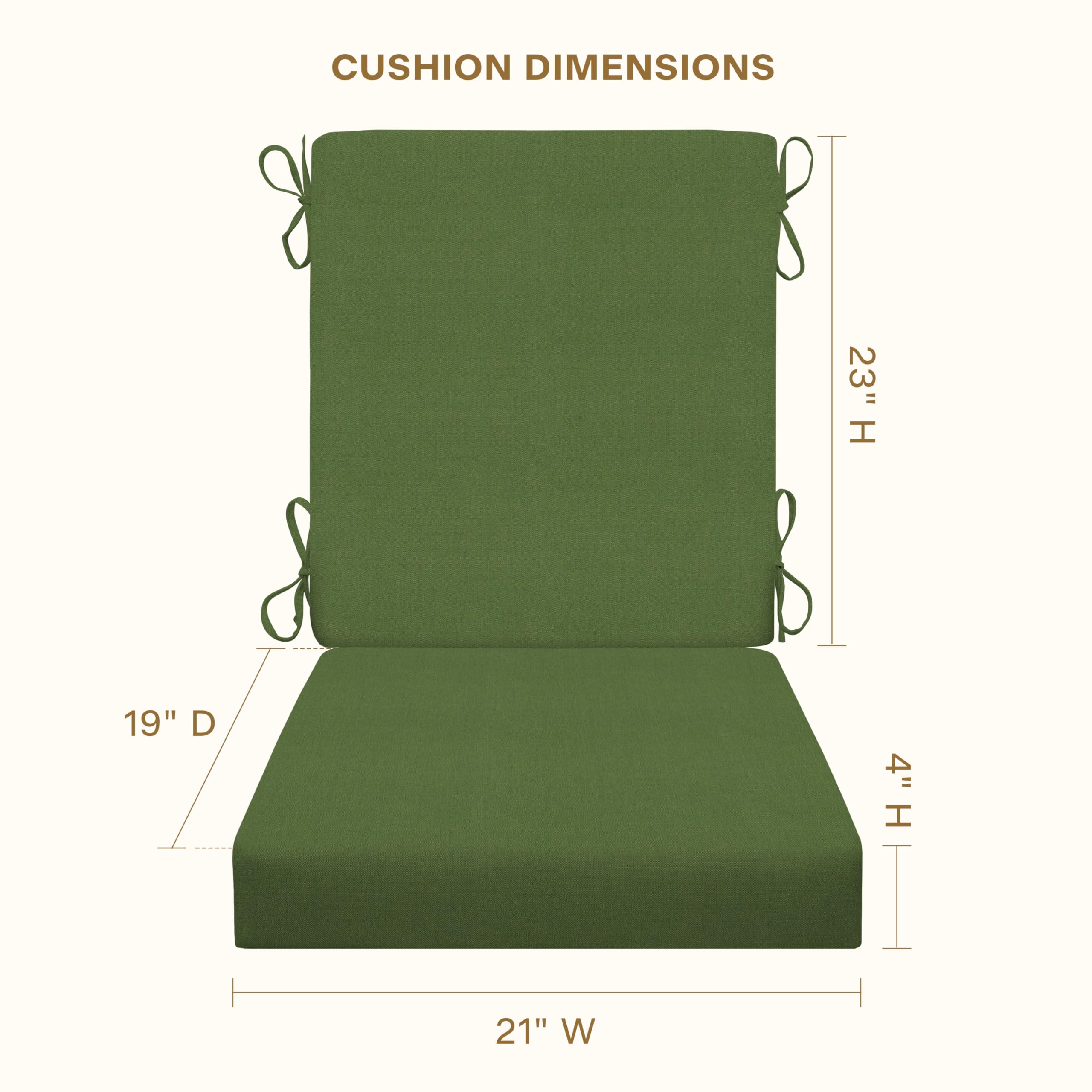 Honeycomb Outdoor Highback, 21" W x 42" L, Textured Solid Artichoke Green Chair Cushion