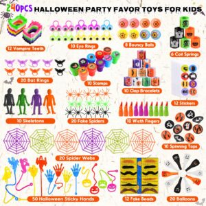 Aigybobo Halloween Party Favors Gifts for Kids, 240 Pcs Halloween Toys Bulk Goodie Bag Stuffers Fillers, Trick or Treat Gifts Exchange Halloween Party Game Prizes for School Classroom Carnival