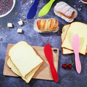 10 Pieces Plastic Butter Spreader Multi Purpose Butter Knife Spreader Versatile Butter Knife Frosting Knives for Soft Cheese Butter Cream Icing, 7 x 1.4 Inch (Red, Green, Blue, Pink)