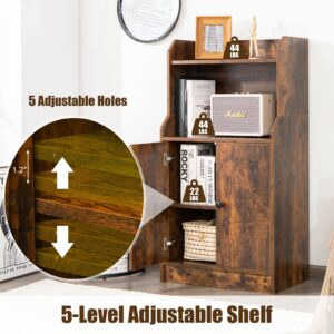 Giantex Storage Floor Cabinet, 2 Doors Bookcase with Adjustable Shelf, 2-Tier Standing Industrial Bookshelf, Study Office Living Room Bedroom (Rustic Brown)