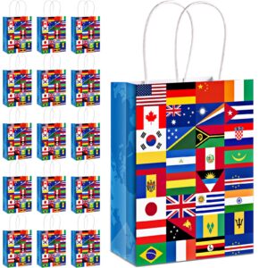 pajean 16 pack international flag bags world flag gift bags flags of the world party bags country flag treat bags for opening sports events celebration goodie candy party favors decoration supplies