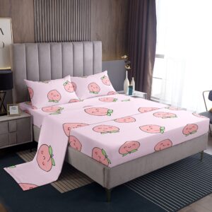 Erosebridal 7 Pieces Peach Bedding Set: Duvet Cover+Bed Sheets (Queen Size)