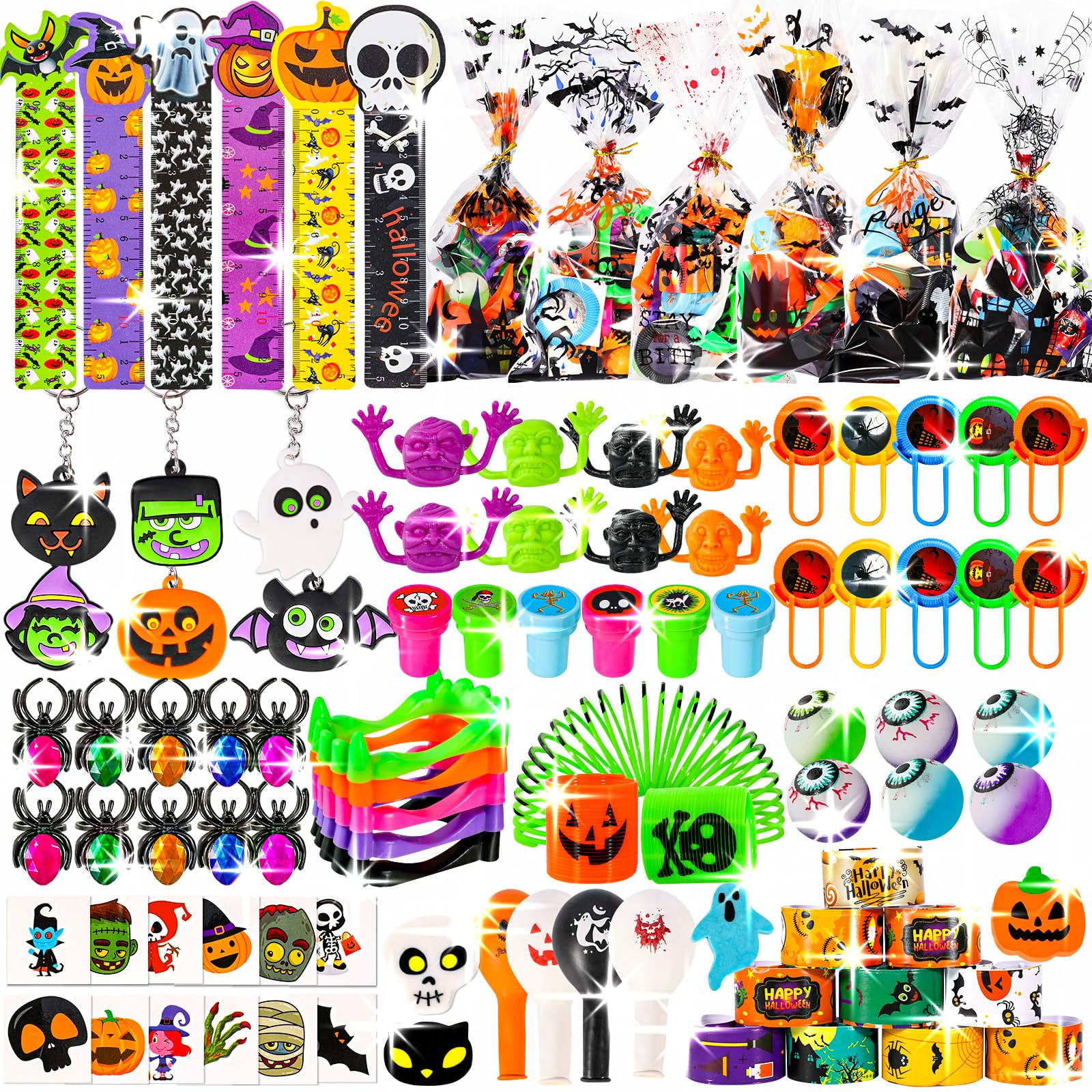 Thuodo 162 PCS Halloween Party Favors for Kids Halloween Toys Bulk Trick or Treat Goodie Bag Fillers Halloween Party Supplies School Classroom Prizes Carnival Gifts