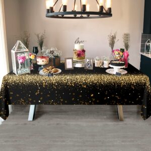 Decor365 9x5 ft Fabric Champagne Gold Tablecloth Black Gold Party Decoration GraduationTable Cover Birthday TableCloths Anniversary Celebration New Year Eve Promotion Party Decor