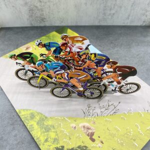 Liif Bicycle Racing Cycling 3D Greeting Pop Up Fathers Day Card, Birthday Card for Him, Men, Dad, Cyclist, Competitive Bicycler, Sara Miller, Retirement Card | With Message Note | Size 8 x 6 Inch