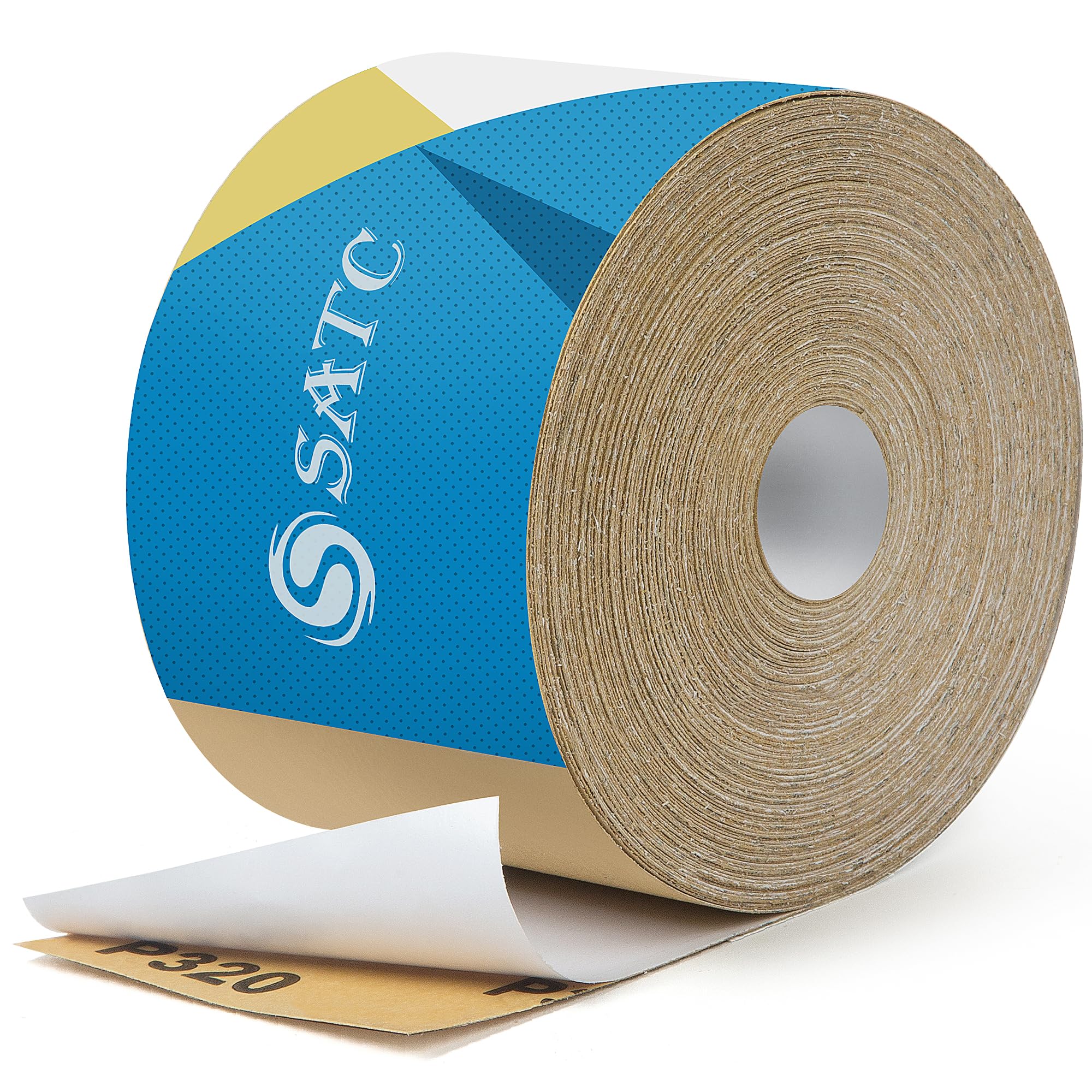 S SATC 320 Grit PSA Longboard Sandpaper 20 Yard Long Continuous Roll, 2-3/4" Wide Self Adhesive Stickyback Sanding Sheets for Automotive, Hand Sanding Blocks,Woodworking, Metal, Plastic