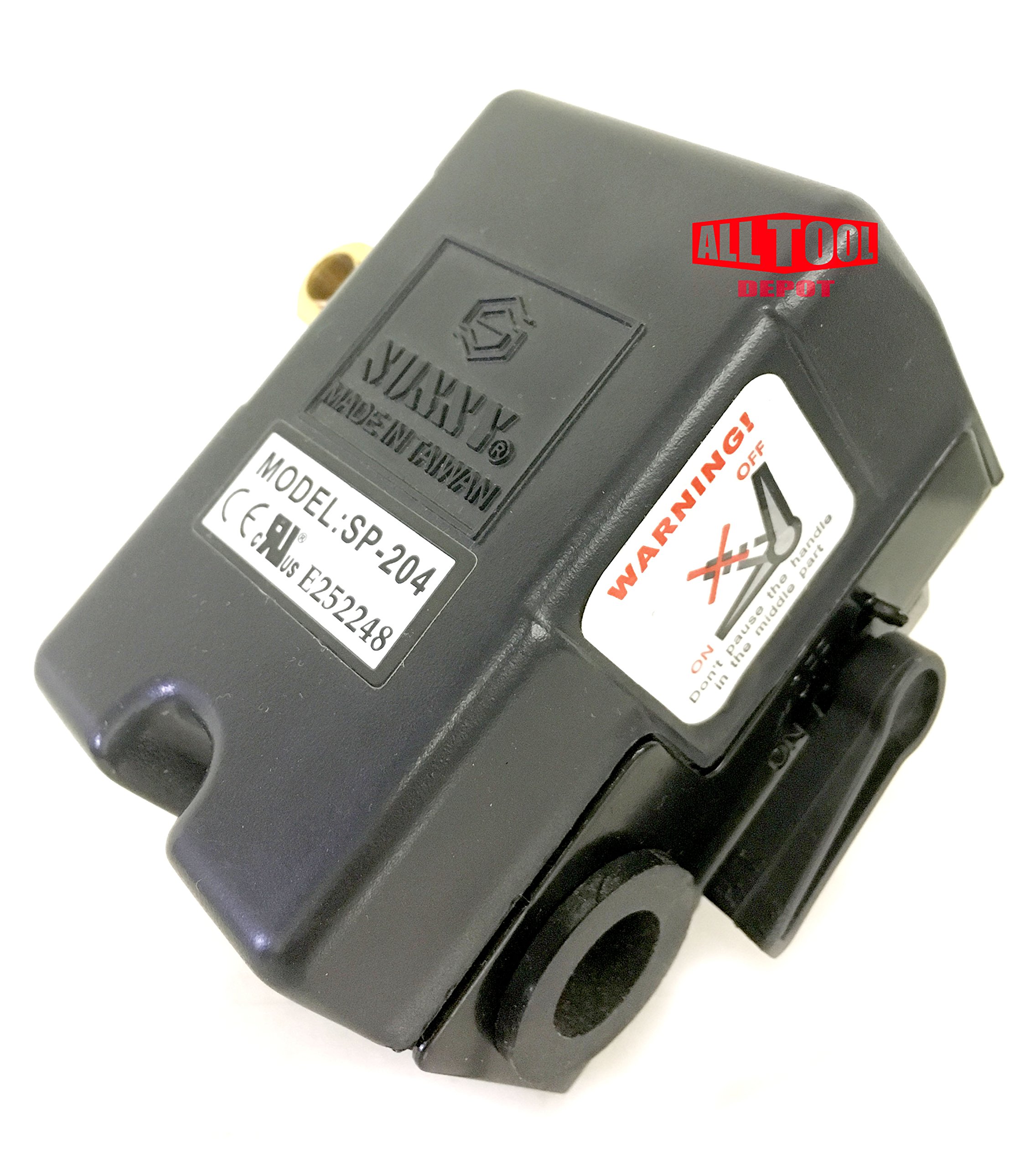 Heavy Duty Air Pressure Switch Sunny H4, 4 Port, 140-175 PSI, 25 Amp, Auto/Off Cut-Out Lever