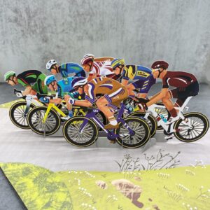 Liif Bicycle Racing Cycling 3D Greeting Pop Up Fathers Day Card, Birthday Card for Him, Men, Dad, Cyclist, Competitive Bicycler, Sara Miller, Retirement Card | With Message Note | Size 8 x 6 Inch