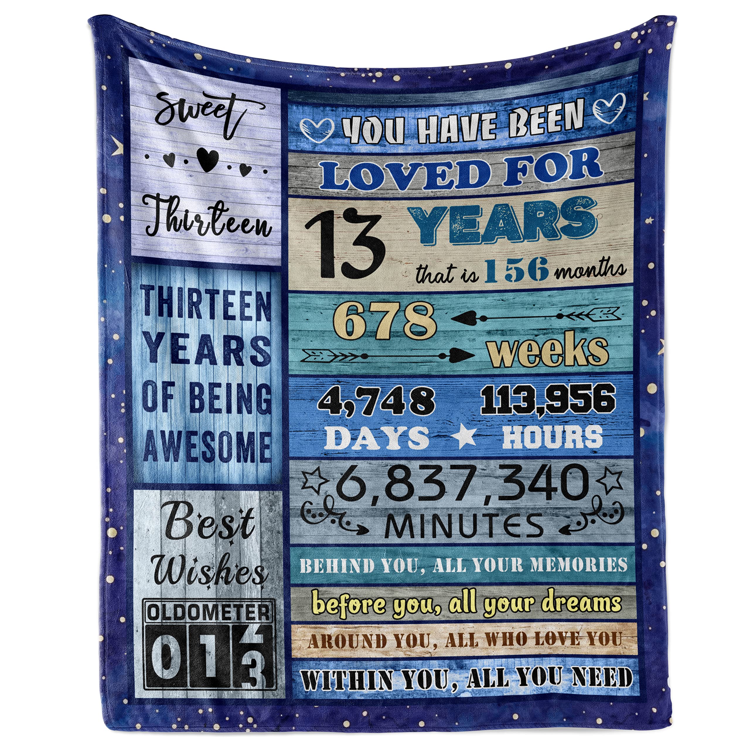 Julazy 13th Birthday Gifts for Girls Boys Blanket 60"X50", 13 Year Old Girl Boy Gift Ideas, Best Gifts for 13 Year Old Girl, Coolest Gifts for 13 Year Old boy, 13th Birthday Decorations for Girls Boy