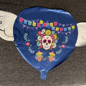 Halloween Day of the Dead Día de los Muertos Heavenly Balloons heart shaped with angel wings (Dark Blue)