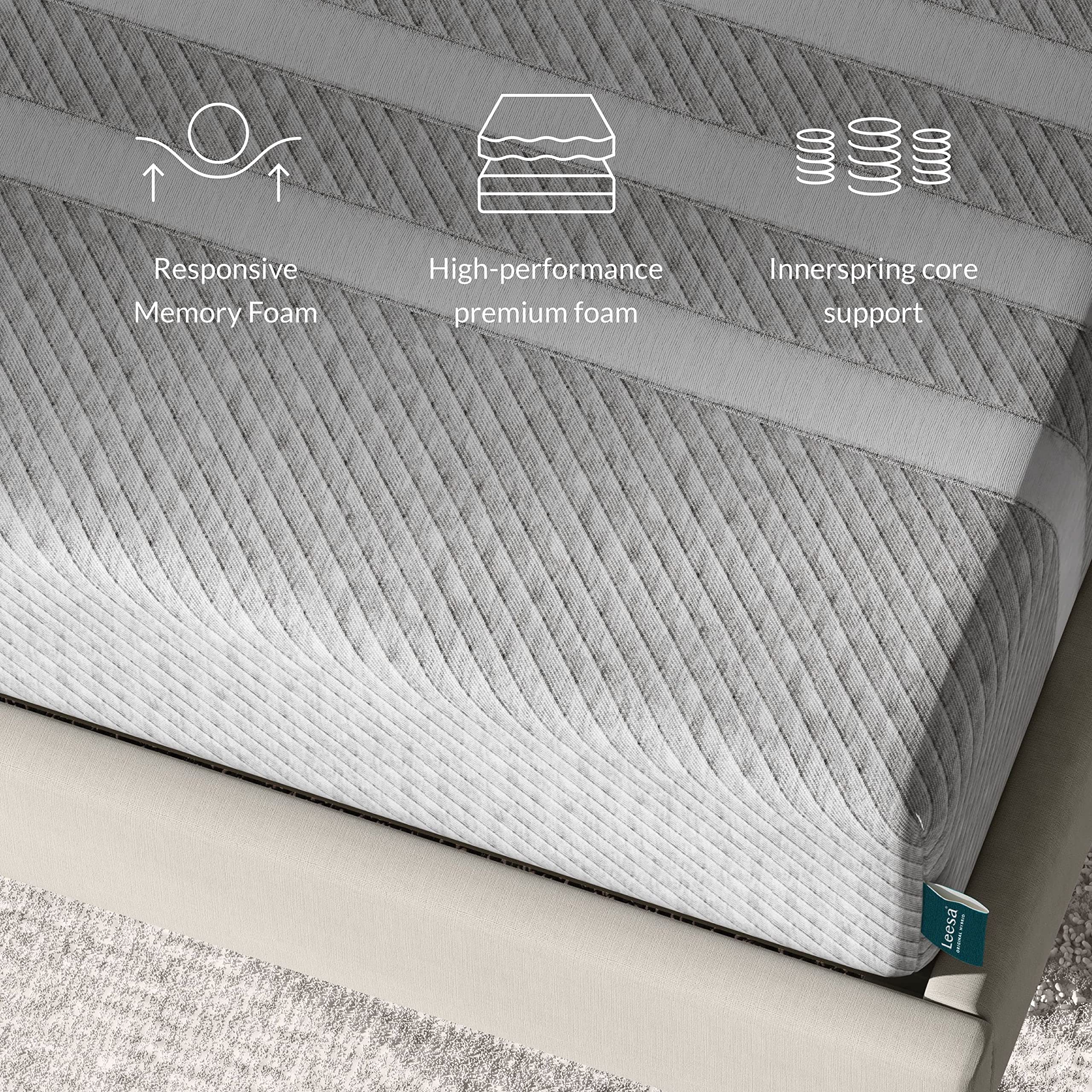 Leesa Original Hybrid 11" Mattress, California King, Premium Cooling Foam and Individually Wrapped Springs/CertiPUR-US Certified / 100-Night Trial