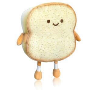 RELIGES Toast Bread Plush Pillow,Cute Simulation Bread Shape Pillow Soft Lumbar Back Cushion Plush Stuffed Toy for Home Decor (Happy)