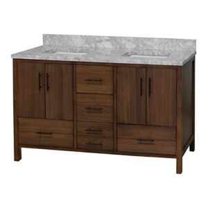 Kitchen Bath Collection California 60-inch Double Bathroom Vanity (Carrara/Walnut): Includes Walnut Cabinet with Authentic Italian Carrara Marble Countertop and White Ceramic Sinks