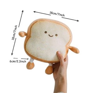 RELIGES Toast Bread Plush Pillow,Cute Simulation Bread Shape Pillow Soft Lumbar Back Cushion Plush Stuffed Toy for Home Decor (Happy)