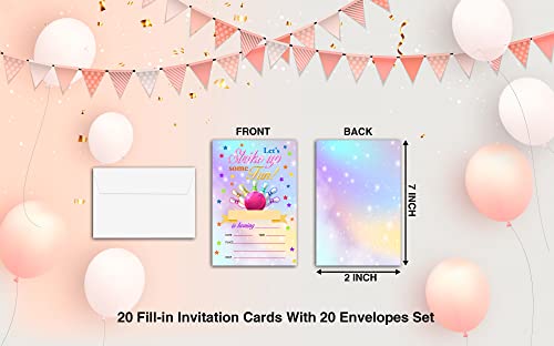 WwongxianB Birthday Party Invitation Cards for Kids, Teens Party Invites Cards, Bowling Party Celebration, Birthday Party Supplies, 20 Fill-in Invitation Cards With Envelopes Set -SR A001