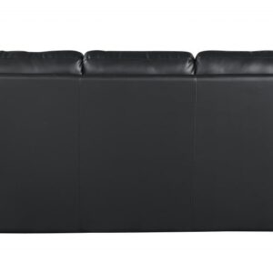 HomeRoots 85" Black Leather Sofa with Silver Legs