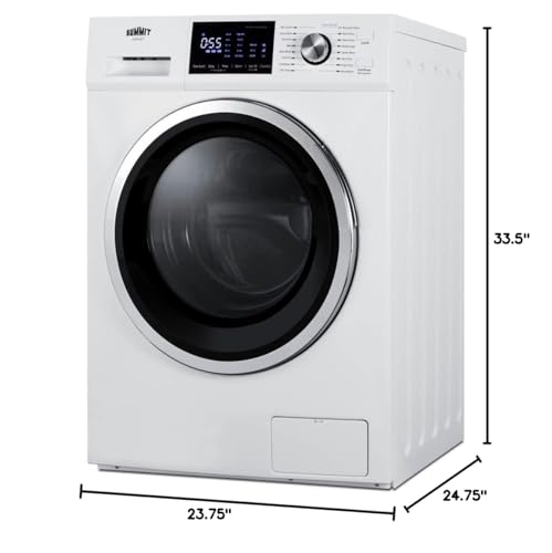 Summit Appliance LW2427 24" Wide ENERGY STAR Certified 110-120V Front-loading Washer with 15 Wash Programs, 1400 RPM, Touchscreen Display, Washing Cycle Selector Knob, Detergent Dispenser