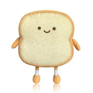 religes toast bread plush pillow,cute simulation bread shape pillow soft lumbar back cushion plush stuffed toy for home decor (happy)